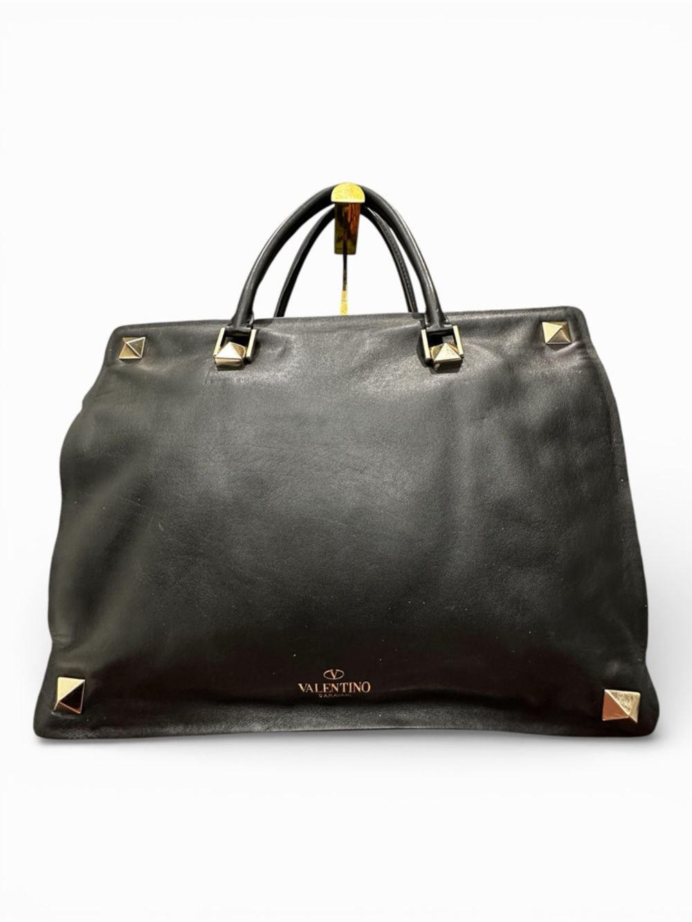 Valentino Garavani Vintage Leather Shopper Tote Pyramid Stud Archive Bag (C6)